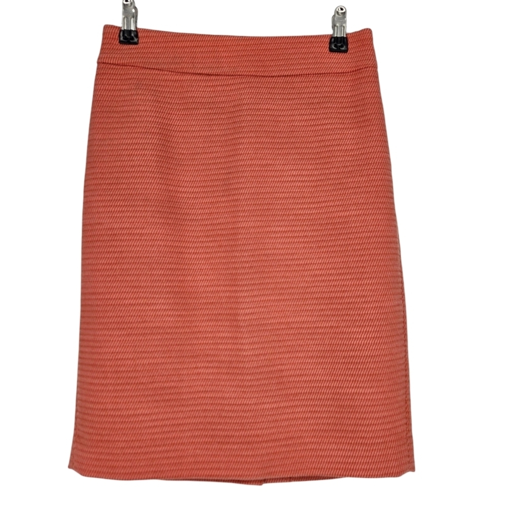 Ann Taylor Straight Pencil Skirt Coral Tweed Zip Back Petite 00P